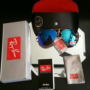 58mm ray-ban aviator gold frame blue green lens