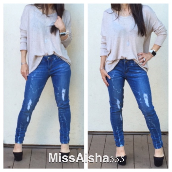 Distressed light tie dye jeans ONE HOUR SALE - Picture 3 of 3