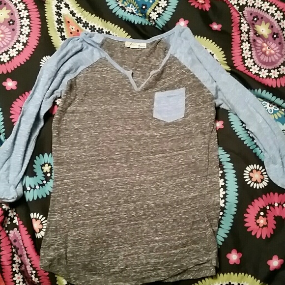 Blue and grey baseball tee