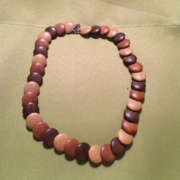 Vintage Wooden Disk Necklace