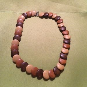 Vintage Wooden Disk Necklace