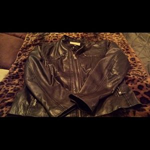 Women's Black Leather MICHAEL Michael Kors Jacket