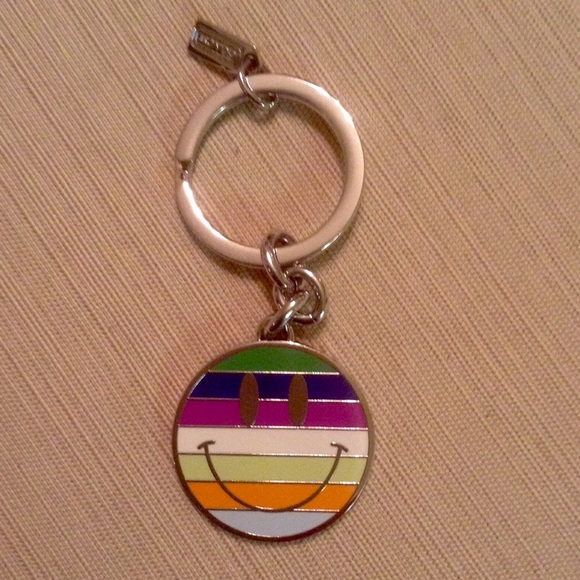 Coach Keychain Rainbow Happy Face
