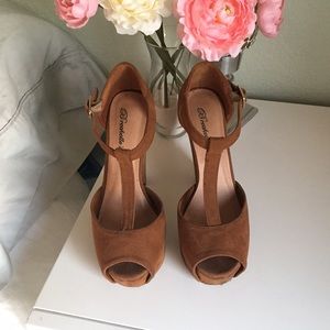 Brown Suede Platform Heels
