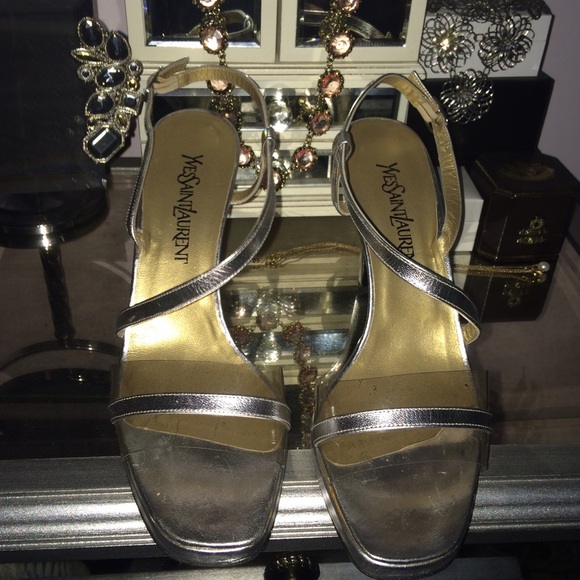 YvesSaintLaurent Silver Strappy Heels - Picture 2 of 4