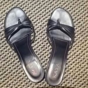 Black kitten heel sandals