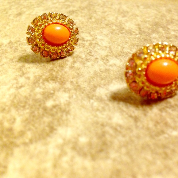 Lauren Conrad Coral Stone Rhinestone Earring's