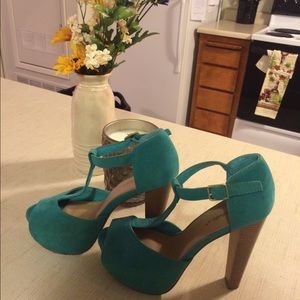 Teal platform heels
