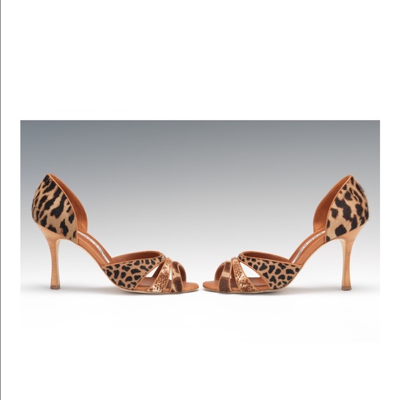 Authentic Manolo Blahnik leopard d'orsay heels