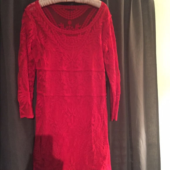 Express red lace dress
