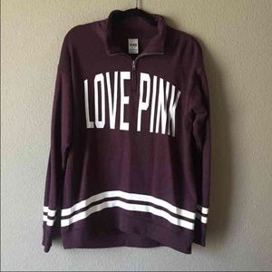 Oversized Love PINK Maroon Half Zip