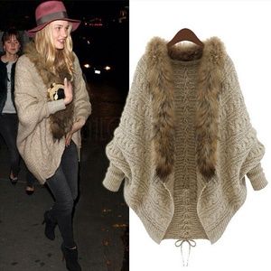 Cape Wool Poncho Jacket Lady Cloak Coat