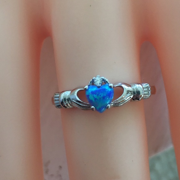 Claddagh Ring Blue Opal Claddagh Ring Blue Opal