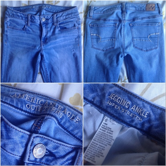 🔰SOLD🔰AE Light Blue Distressed Ankle Zip Jegging - Picture 3 of 4