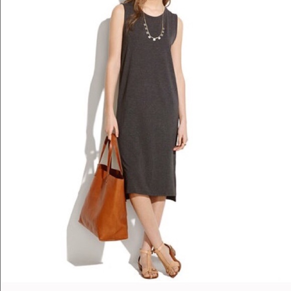 Madewell Dresses & Skirts - Madewell charcoal grey midi tee dress