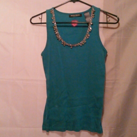 Bisou bisou teal tank with rhinestones
