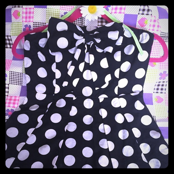 Big Bow Polka Dot Sleeveless Dress