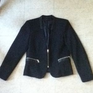 Zara blazer with faux leather collar.
