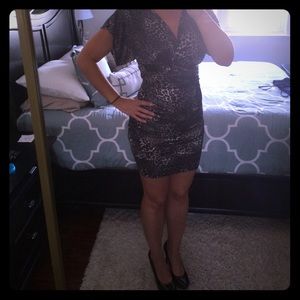 Leopard kimono sleeve mini dress