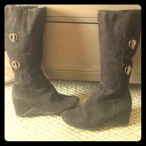 Brown suede boots
