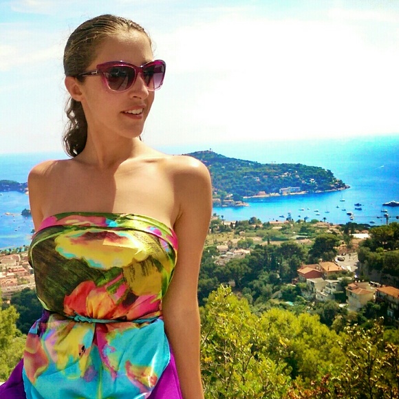 Silk Scarf - Flirty Turquoise Flowers