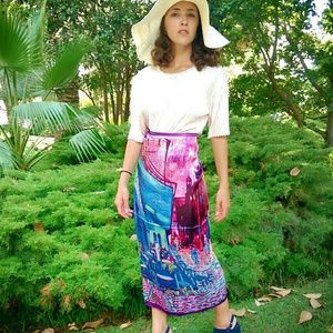 Silk Scarf- Aqua Café Terrace