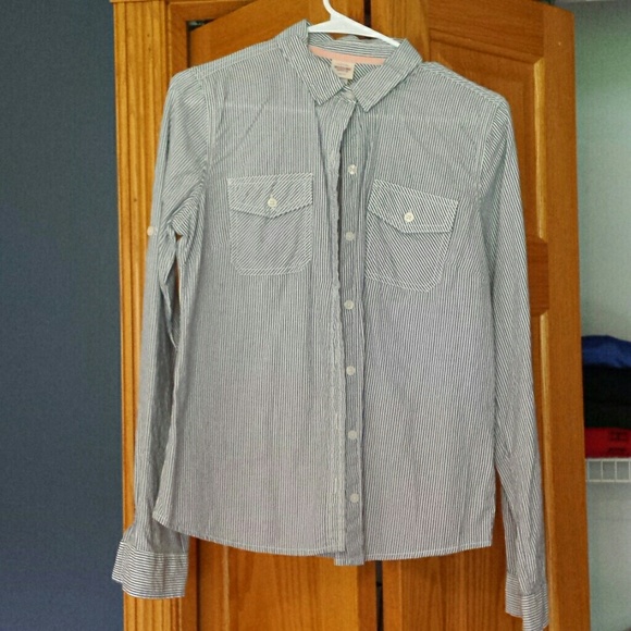 Blue striped button up - Picture 1 of 1