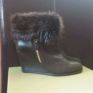 Sergio Rossi fur trimmed boots