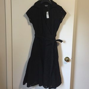 🎀Ann Taylor black eyelet wrap dress