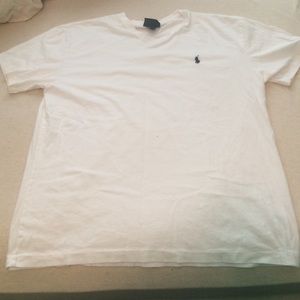 MENS White Polo V-Neck Tee