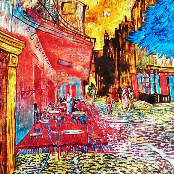 Silk Scarf - Maroon Cafe Terrace