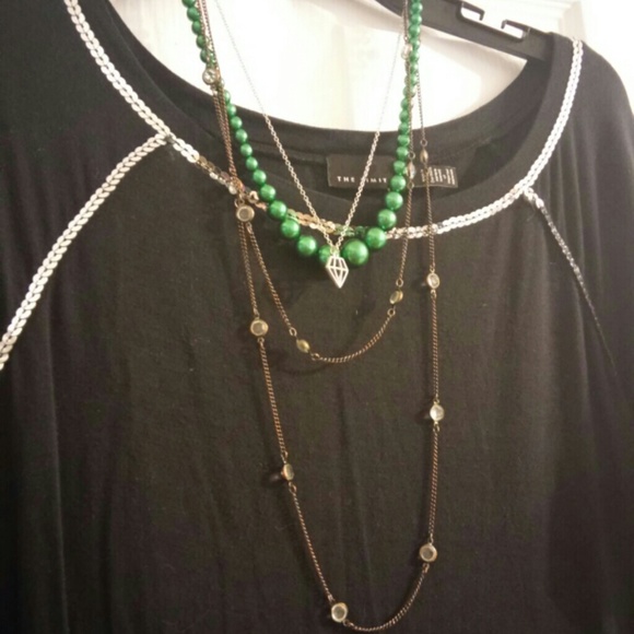 3/4 sleeve soft black shirt with sequin addition