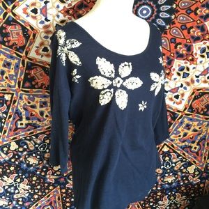 Lucky Brand Flowy 3/4 sleeve Top size S-M