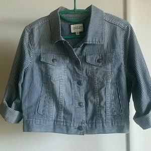 Heritage81 cropped pinstriped denim jacket