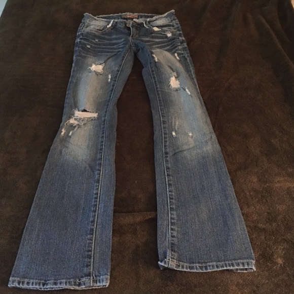 Flared distressed jeans