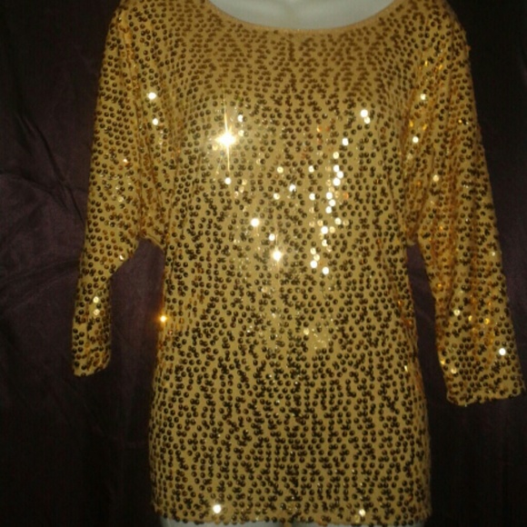 Nue Options Gold Sparkle Glitzy Tunic Blouse