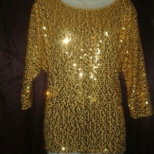 Nue Options Gold Sparkle Glitzy Tunic Blouse
