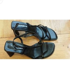 Kenneth Cole Black Leather Heel Sandals Size 10