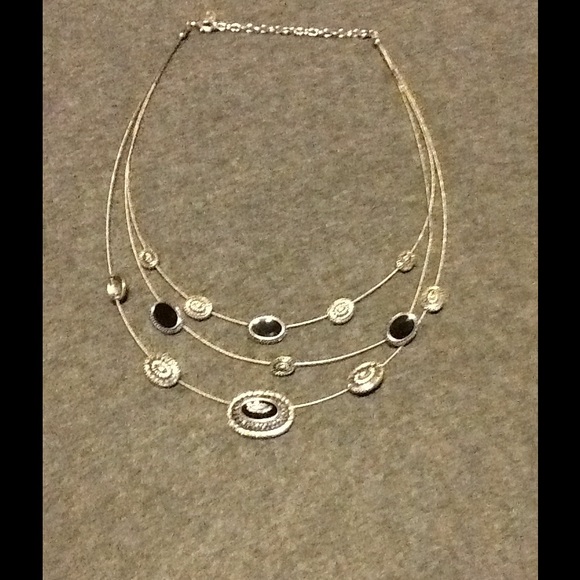 Silver and black necklace