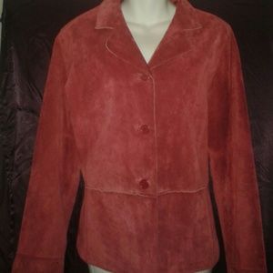 BRANDON THOMAS Womans Red Leather Suede Jacket