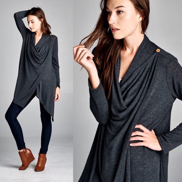 "Coy Mistress" One Button Draped Cardigan - Picture 3 of 4