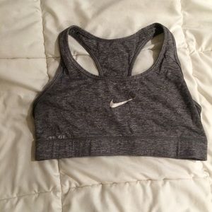 nike dri fit grey sports bra
