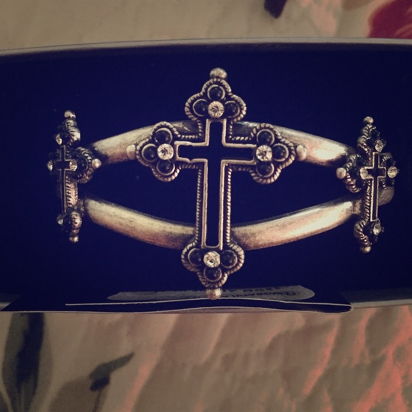 Sterling Silver Gothic Triple Cross Cuff