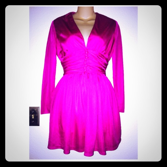Vintage Fuchsia 80s Mini Dress