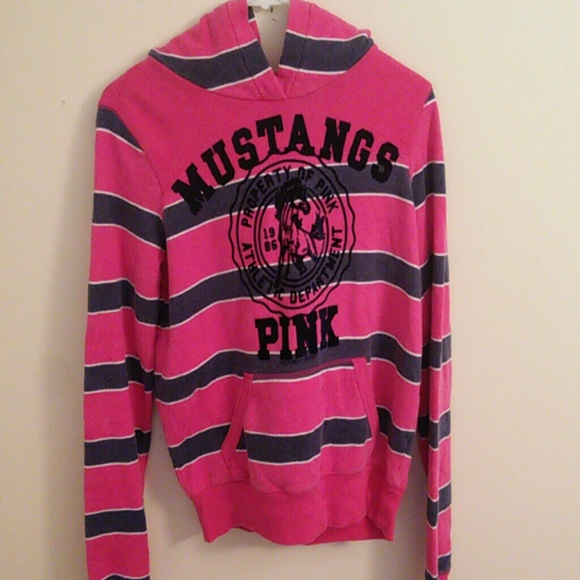 Victoria's Secret Pink Mustang striped hoodie