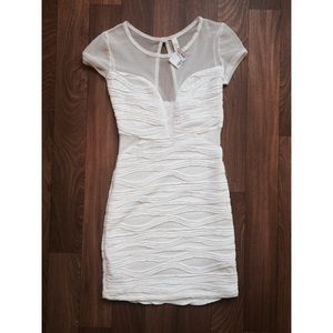 White mesh deep v dress NWT