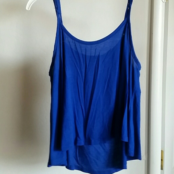 Flowy royal blue cropped top- adjustable straps