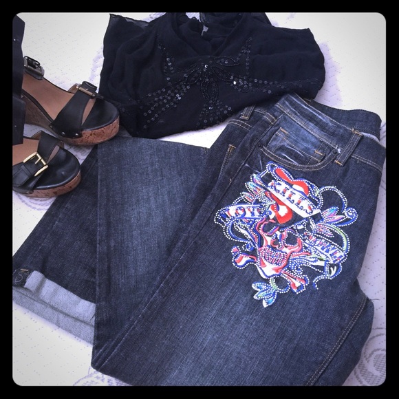 Ed Hardy mini jeans (NWOT).