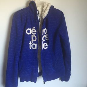 Aeropostale blue fur jacket with hood