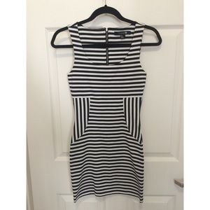 Black and white striped bodycon dress